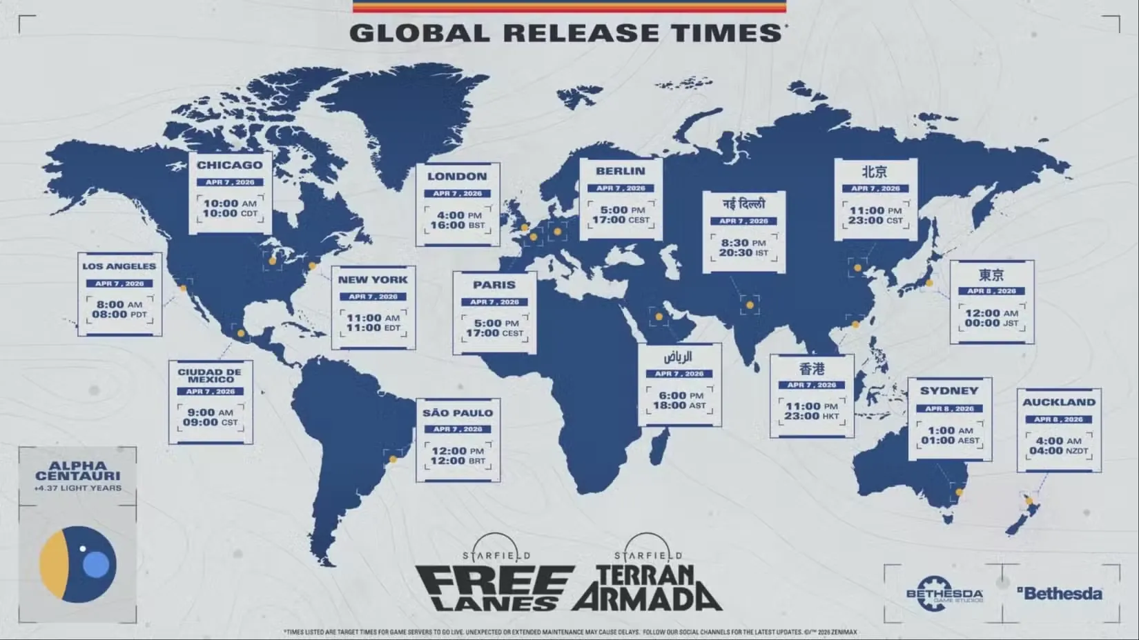 Starfield PS5, Free Lanes, and Terran Armada Global Release Times